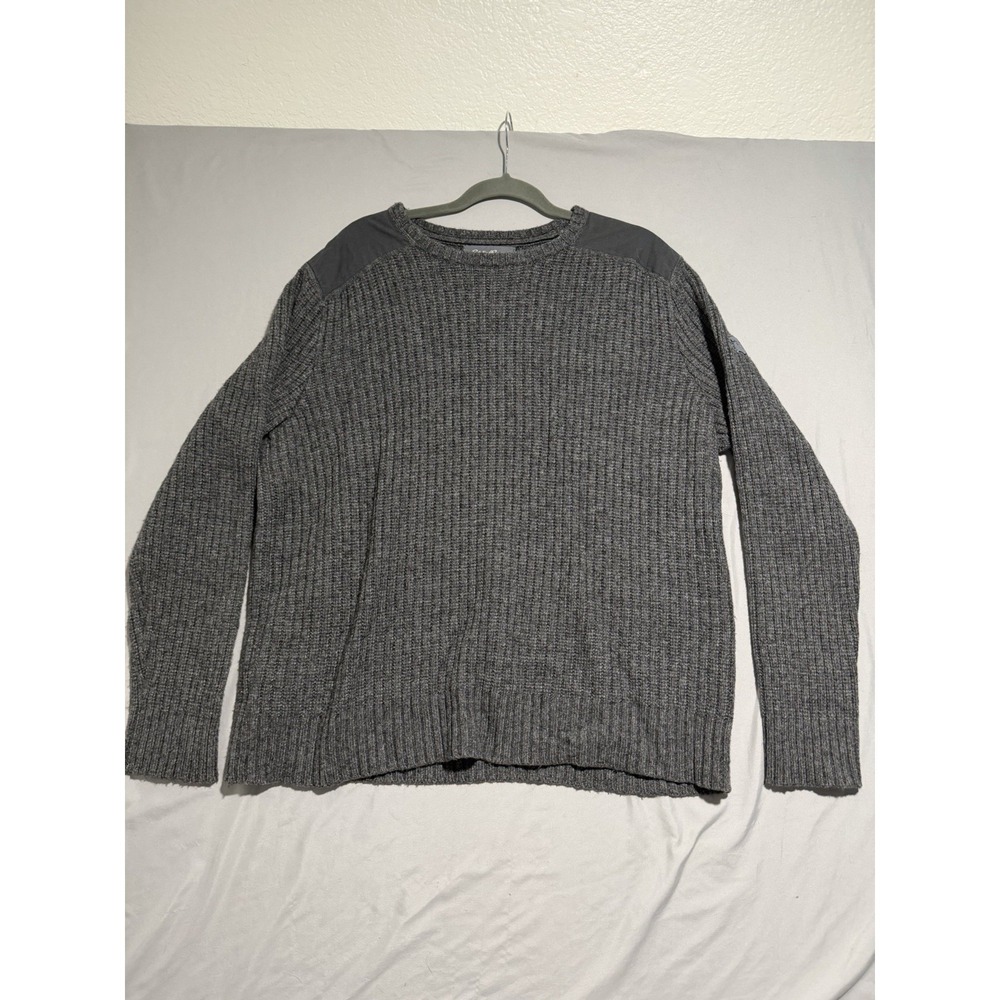 eddie bauer military style wool long sleeve sweater, grey, men's 2x